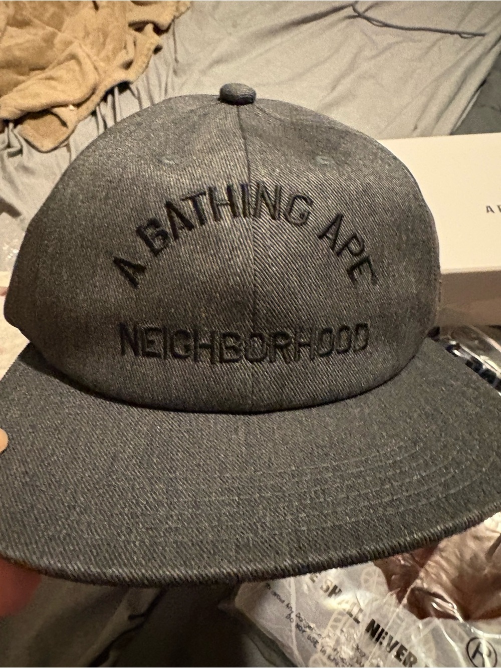 Bape Gray Embroidered Logo Cap